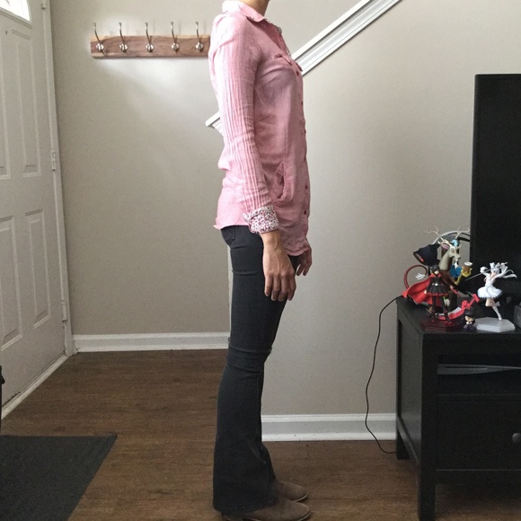 Zara Longsleeve Button-down Red Tunic With Pockets - Picture 14 of 15